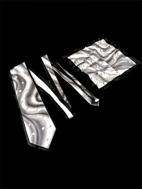 Liquid Silk Couture Pattern Carlo Palazzi Black Gray White Tie & Pocket Square